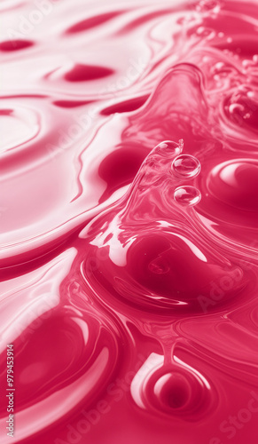 Splashing pink liquid texture background illustration. AI generated.