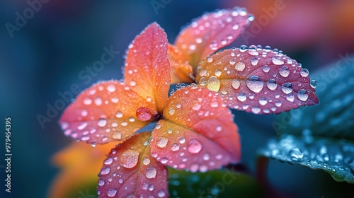 A flower with droplets of water on it