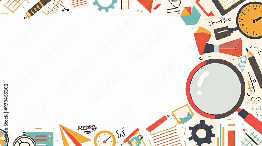 Obraz premium Minimalist search marketing concept illustration with blank creative space for additional design elements or text, representing digital marketing strategies, SEO optimization