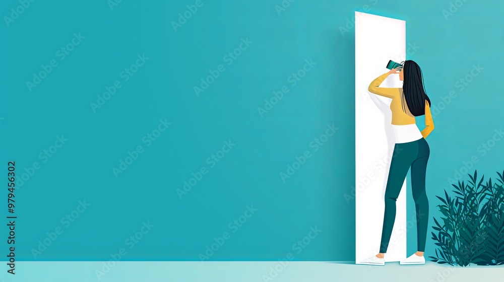 Obraz premium Minimalist search marketing concept illustration with blank creative space for additional design elements or text, representing digital marketing strategies, SEO optimization