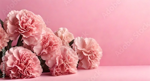 Wallpaper Mural Pink carnations on pink background with confetti Torontodigital.ca