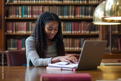 Student Studying in a Library