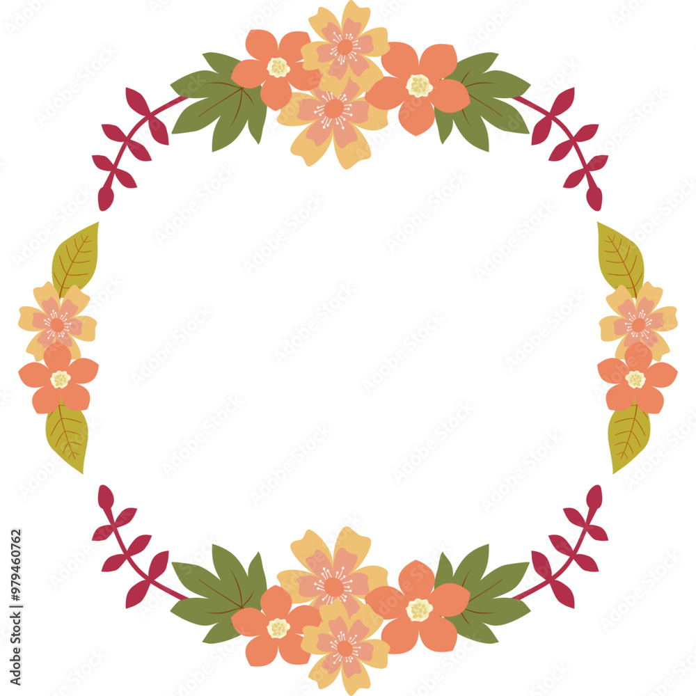 Fototapeta premium frame with flowers and leaves