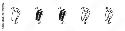 Protein and Creatine Shake Vector Icons. Icons for fitness drinks
