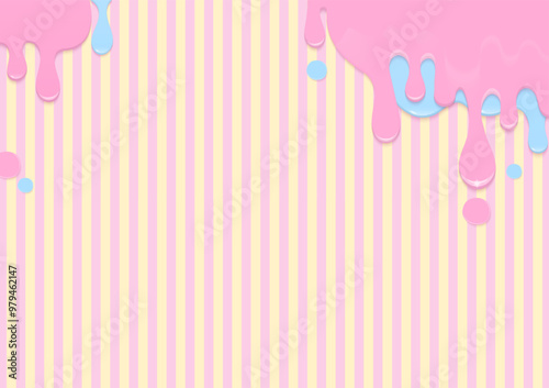 Pink and blue liquid on striped background