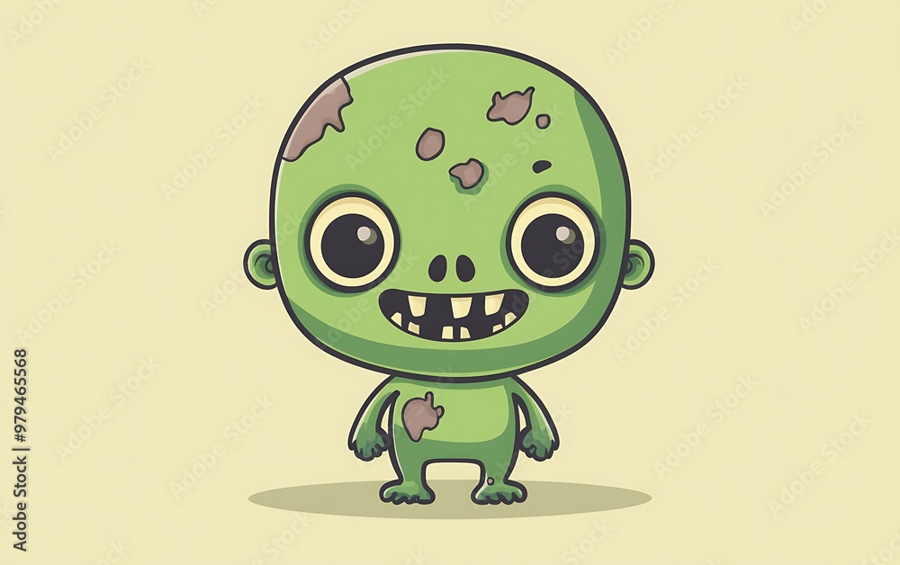 Happy Kawaii Zombie Vector Illustration in Soft Pastel Colors on Flat Background | Cute Smiling Undead Cartoon Character Design Happy Kawaii Zombie Vector Illustration in Soft Pastel Colors on Flat Background | Cute Smiling Undead Cartoon Character Design