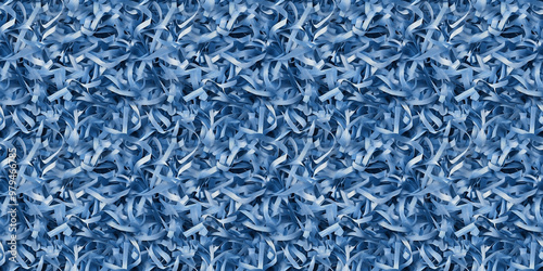 shredded paper filler in denim color with thin, delicate strips photo