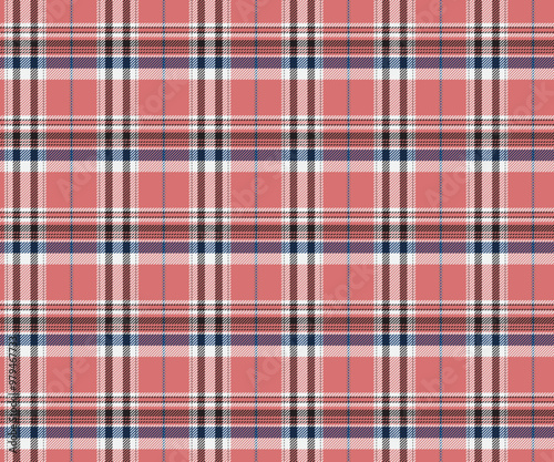 Plaid fabric pattern, pink, blue, white, black, outstanding seamless beauty for textile, and for designing clothes, skirts or decorative fabric. Vector illustration.