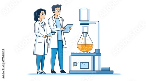 Tissue Preparation Process, Detailed illustration showcasing the intricate steps involved in preparing biological tissue samples for analysis.