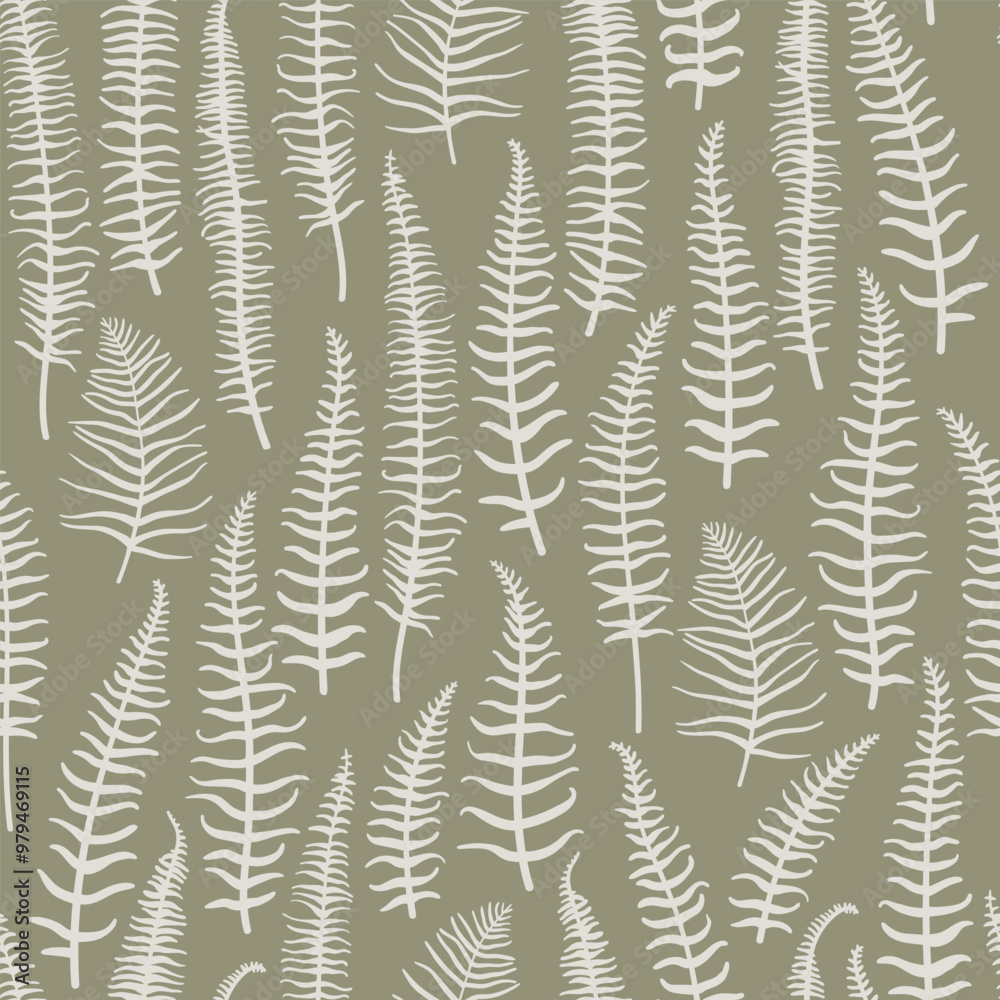 Monochrome fern leaves seamless pattern Monochrome fern leaves seamless pattern