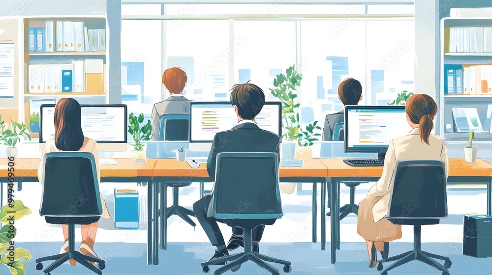 Team of Professionals Collaborating in a Modern Office Setting Team of Professionals Collaborating in a Modern Office Setting