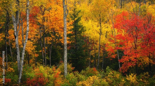 Autumnal Forest with Vibrant Colors