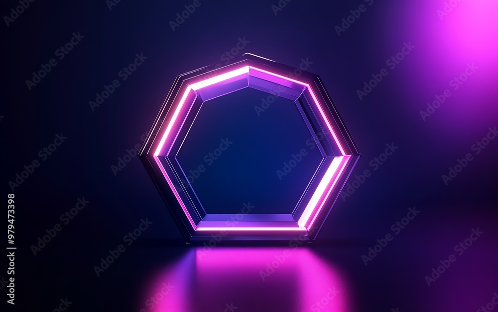 Futuristic UV Light Symbol in Geometric Hexagon with Glowing Purple Accents - Modern Minimalist Design Futuristic UV Light Symbol in Geometric Hexagon with Glowing Purple Accents - Modern Minimalist Design