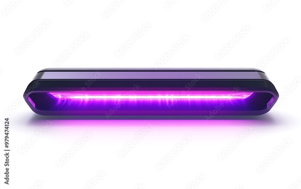 Futuristic UV Light Scanner Emitting Purple Rays on White Background Futuristic UV Light Scanner Emitting Purple Rays on White Background