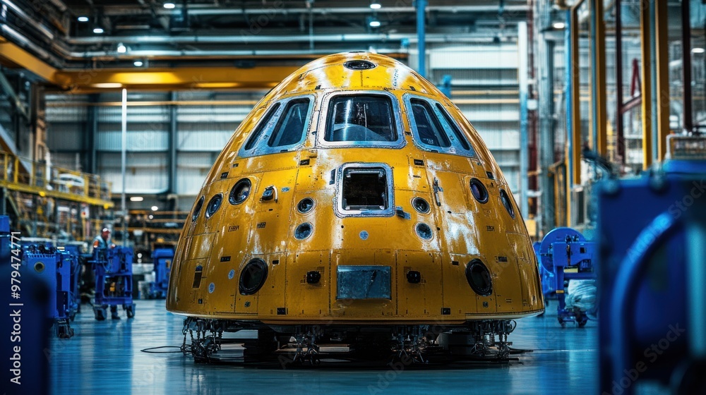 Spacecraft Under Construction in a Factory Spacecraft Under Construction in a Factory