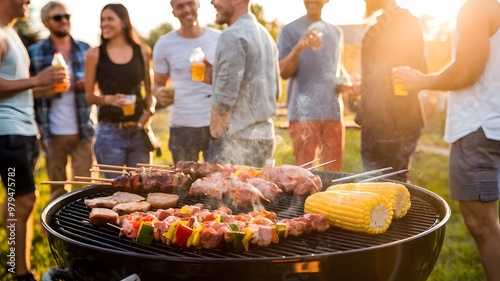 Summer Barbecue:  Friends Gather Around the Grill  