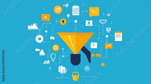 Search funnel optimization layout showcasing a streamlined design with numerous open spots for additional copy or design elements. 