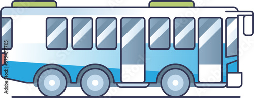 Illustration of a green and white bus viewed from the side, highlighting public transportation.