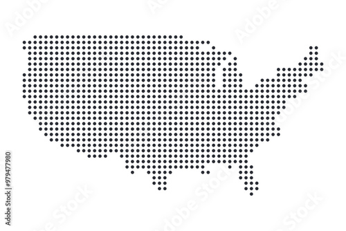 Dotted United States of America Map Isolated Element