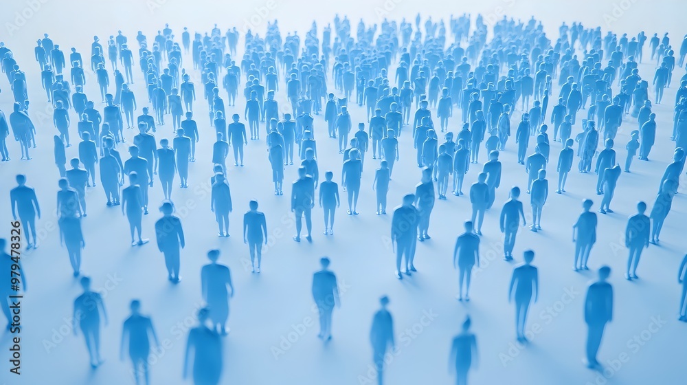 Faceless Silhouette Crowd in Minimalistic Conceptual Composition Faceless Silhouette Crowd in Minimalistic Conceptual Composition