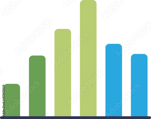 Colorful bar chart representing data analysis and statistical information.