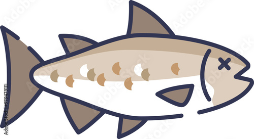 Illustration of a dead fish with X eyes, symbolizing death or decay.