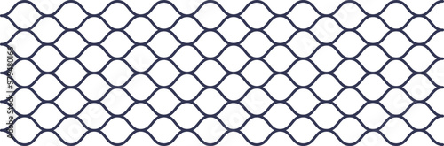 Close-up of a fishing net with a repetitive diamond pattern, symbolizing fishing, trapping, and marine activities.