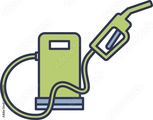Illustration of a gas pump with a nozzle and fuel drop, symbolizing refueling or energy.