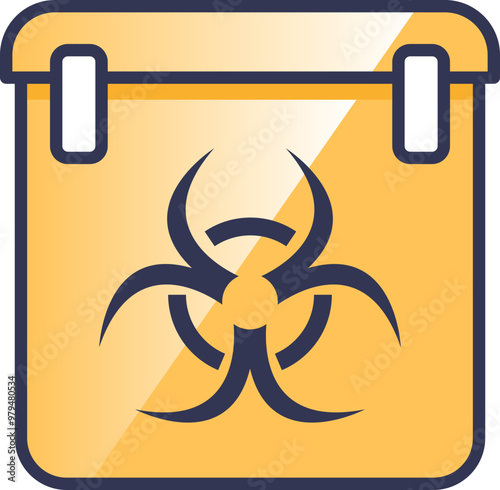 Yellow hazardous waste container with biohazard symbol, indicating safe disposal of dangerous materials.