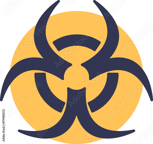 A biohazard symbol indicating hazardous waste, featuring a black trefoil design on a yellow background.