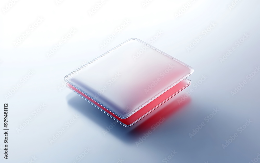 Minimalist 3D Render of Digital Wallet Icon with Reflections and Shadows on White Background