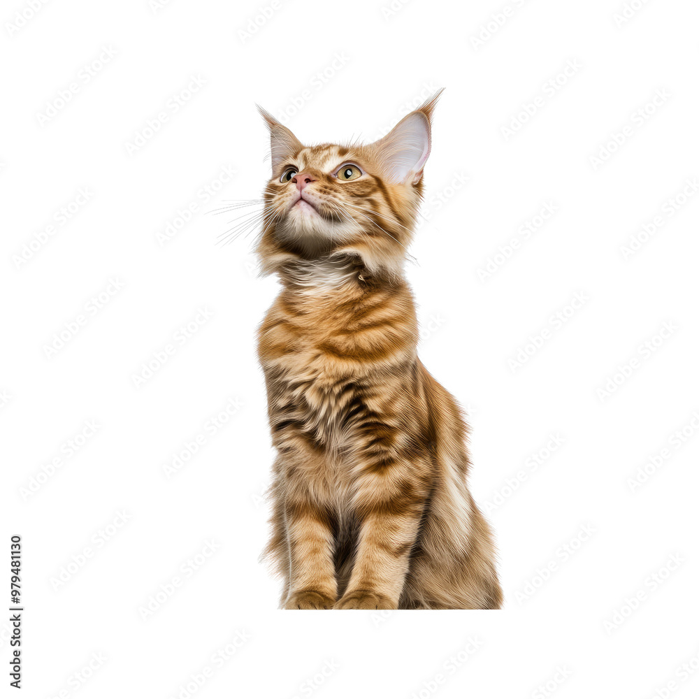 Curious Maine Coon kitten looking up Curious Maine Coon kitten looking up