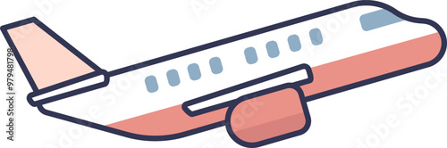 Illustration of a jet airplane taking off, symbolizing travel and aviation.