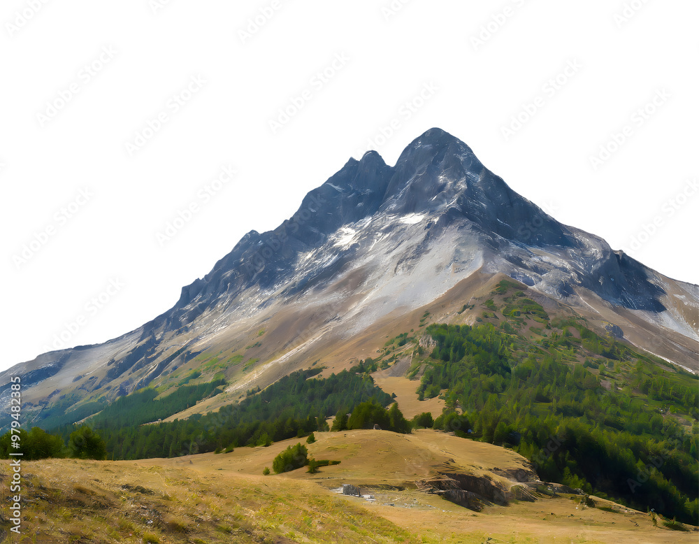 mountain on a white isolated background. Generative AI. mountain on a white isolated background. Generative AI.