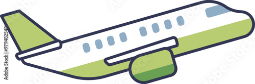 Illustration of a passenger jet plane taking off, symbolizing travel and aviation.