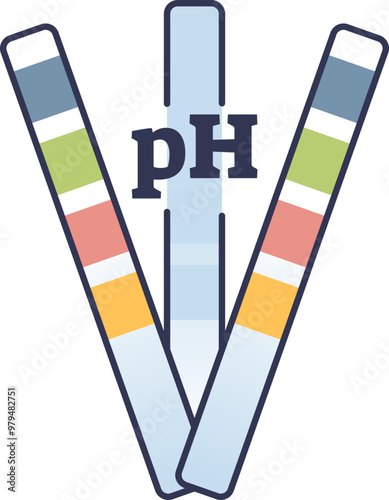 Illustration of pH strips with color indicators, representing pH testing and measurement.
