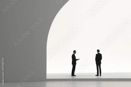 Two business people have an agreement silhouette togetherness architecture.