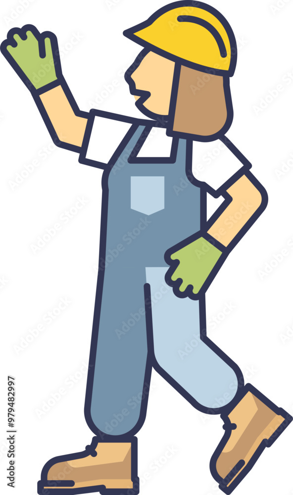 Illustration of a recycling sorter in overalls, wearing a hard hat and gloves, symbolizing environmental responsibility and waste management. Illustration of a recycling sorter in overalls, wearing a hard hat and gloves, symbolizing environmental responsibility and waste management.