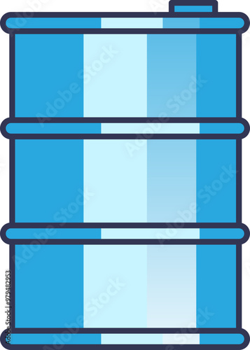 Illustration of a blue rainwater collection barrel, emphasizing water conservation and sustainable practices.