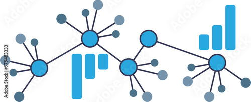 Illustration of interconnected nodes representing a smart grid network with data analytics.