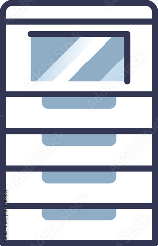 Illustration of a smart sorting machine with multiple compartments and a display screen, symbolizing automated organization and efficiency.