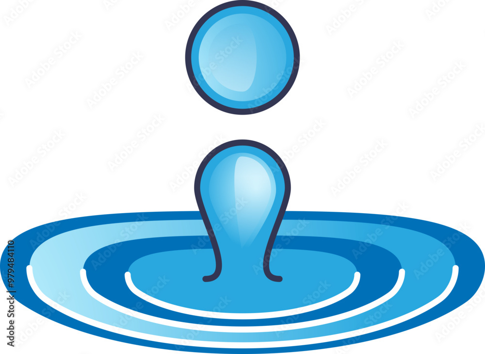 A blue water droplet creating ripples in a calm water surface, symbolizing tranquility and impact. A blue water droplet creating ripples in a calm water surface, symbolizing tranquility and impact.