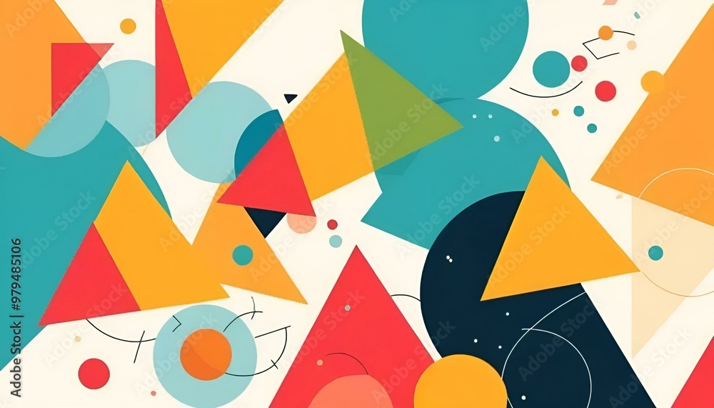 Colorful abstract geometric shapes and patterns, vibrant design, artistic composition Colorful abstract geometric shapes and patterns, vibrant design, artistic composition