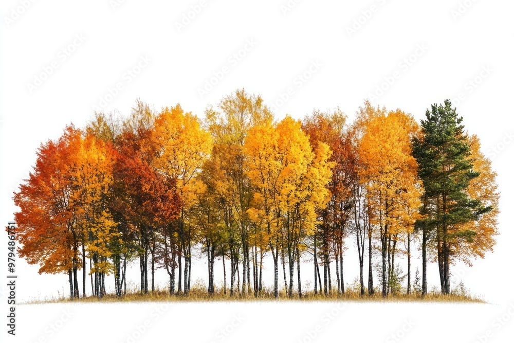Vibrant autumn trees isolated landscape Vibrant autumn trees isolated landscape