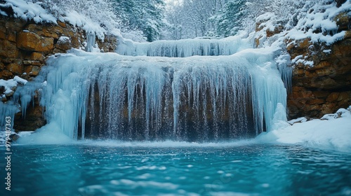 Majestic Frozen Waterfall with Icicles - Scenic Winter Landscape Captured with Nikon Z7 II and 24mm Lens