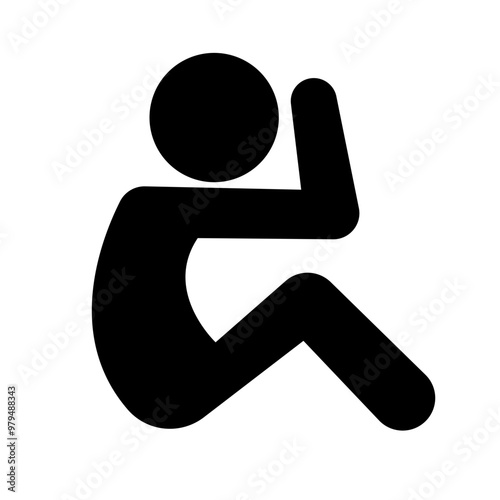 Abdominal muscle training silhouette icon. Vector.