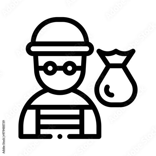 robbery bag line icon
