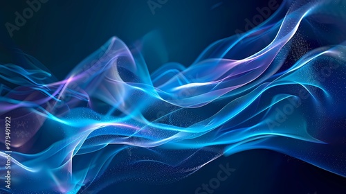 Abstract wave is made in a frame style, template for science and technology presentation, Generative AI illustrations. 