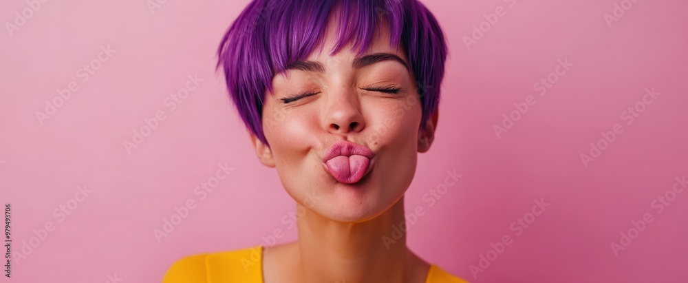 The Playful Purple-Haired Woman The Playful Purple-Haired Woman