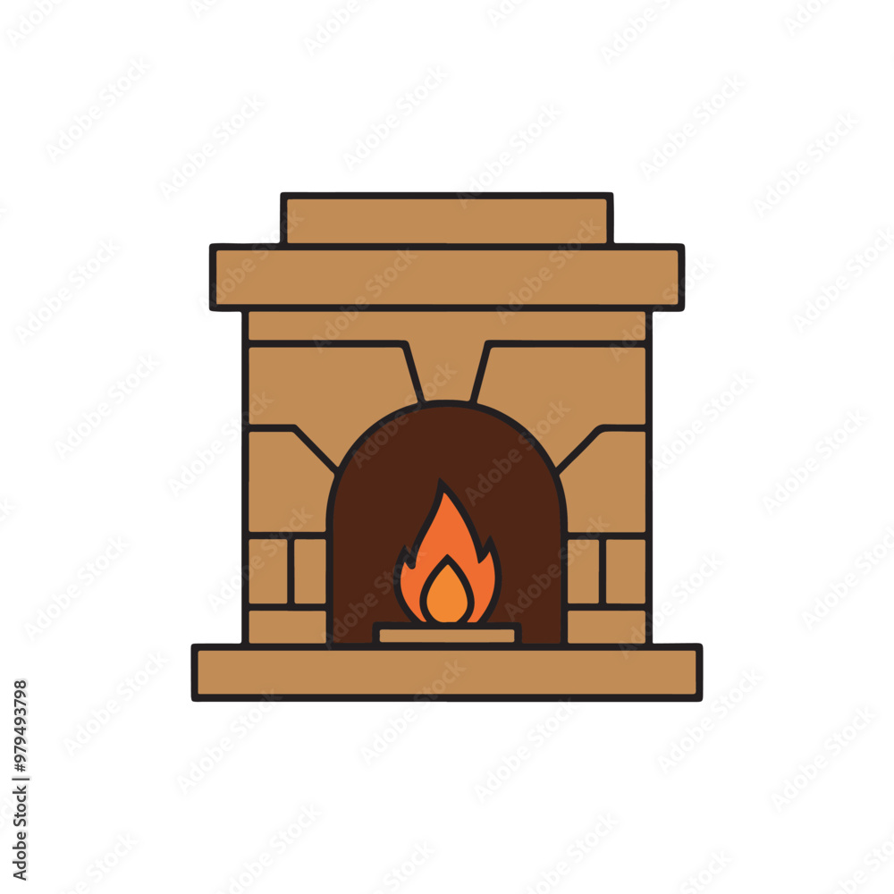 Fireplace home interior isolated icons vector. Living room interior. Сhristmas, New Year holiday. Vector illustration in flat style. Fireplace home interior isolated icons vector. Living room interior. Сhristmas, New Year holiday. Vector illustration in flat style.